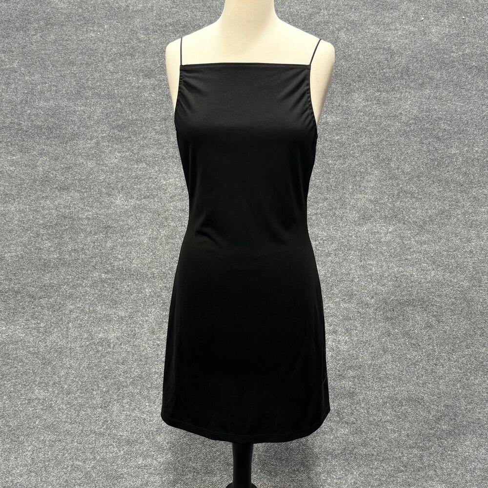 PerSeption Dress Womens S Black Square Neck Strappy Slip Short Party Cocktail